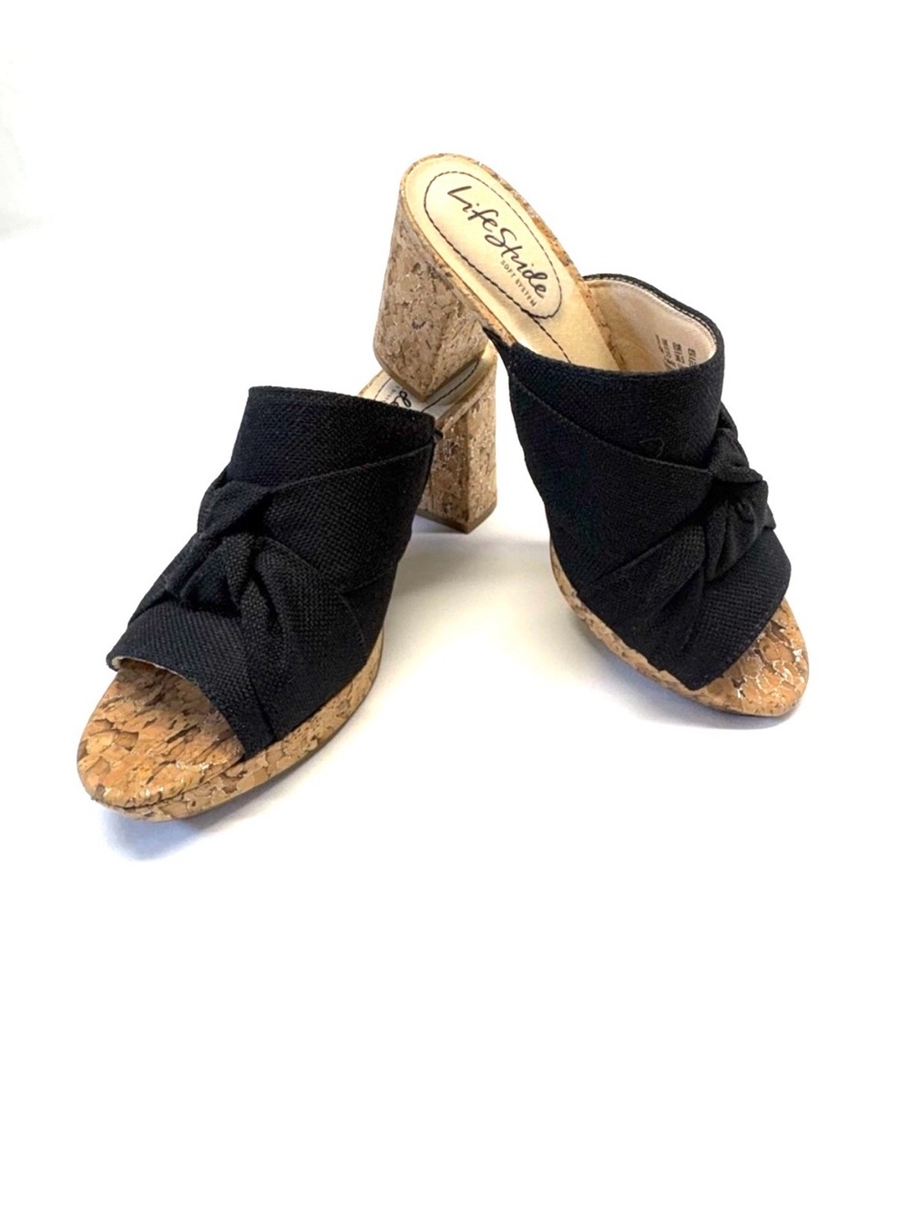 NEW NWOT LifeStride Laguna Black Cork Platform Slide Sandals - Size 6.5M